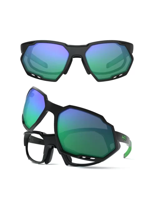 Óculos de Grau HB Rush Matte Black D. Green / Green Chrome